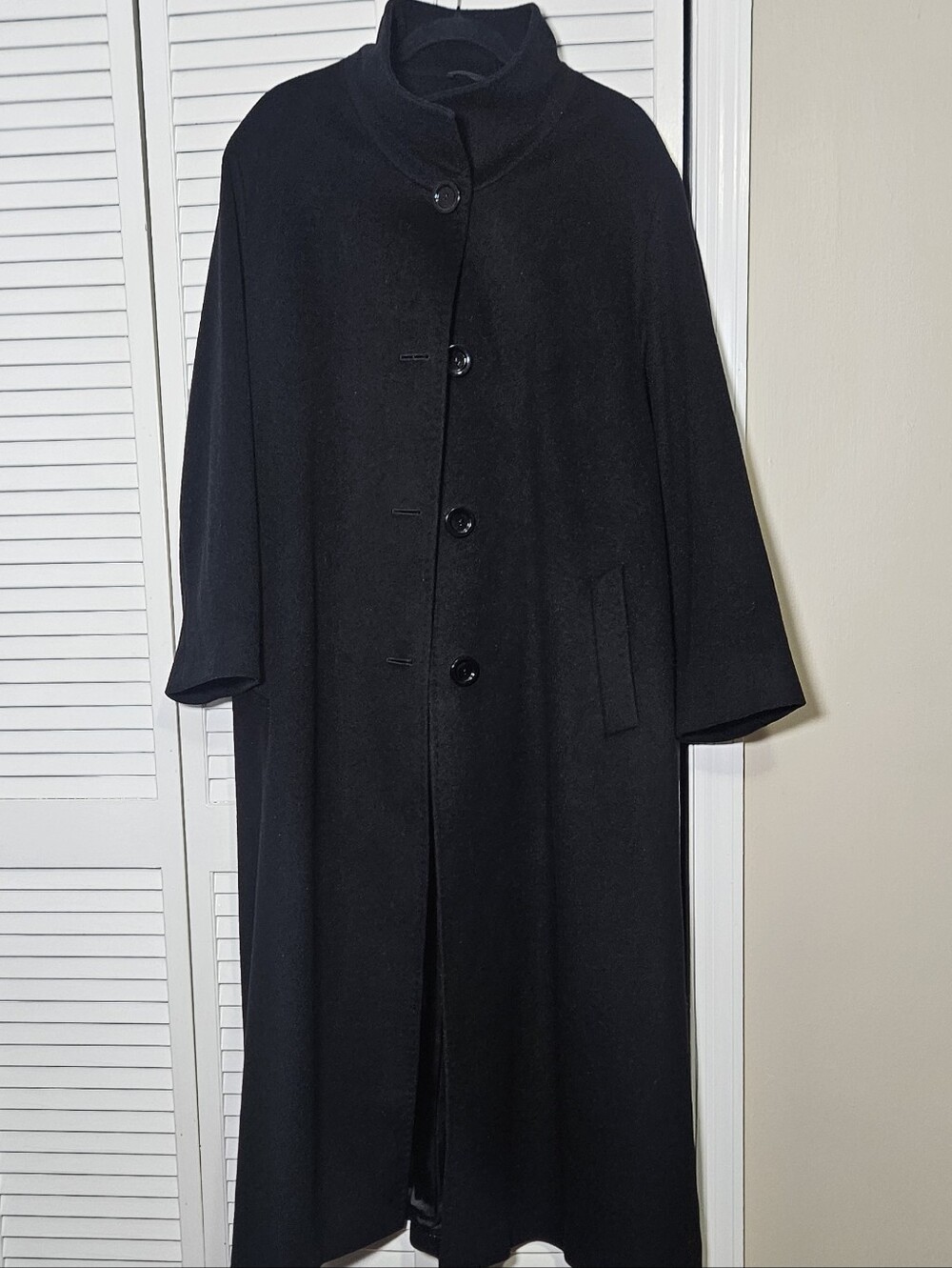 Cinzia Rocca Wool Cashmere Vented Coat Stand Up Funnel Collar Flaw Size 18